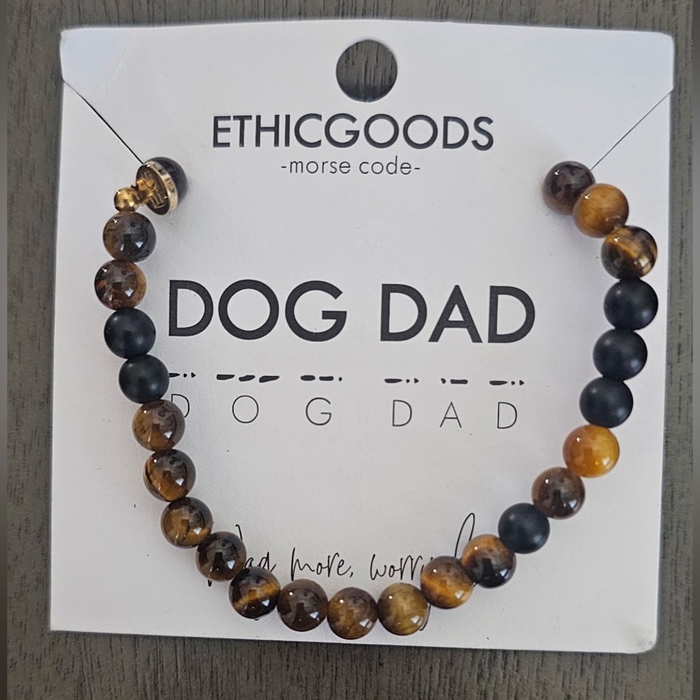 EthicGoods "Dog Dad"  Morse Code Beaded Bracelet - Tiger Tail
